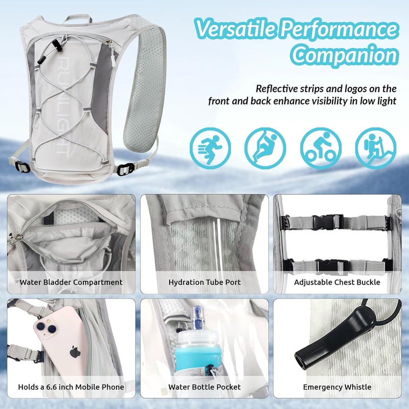 Runlight Running Vest for Women Men, Adjustable Hydration Backpack Breathable Reflective with 1.5L Water Bladder for Hiking, Trail, Running, Marathons, Cycling - Image 4